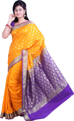 

Ishin Solid Fashion Art Silk Saree(Yellow)