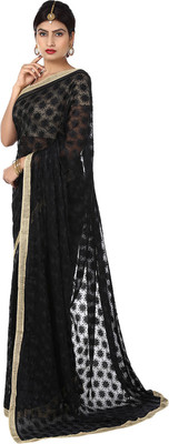 

Ethnic Bliss Lifestyles Self Design Fashion Handloom Chiffon Saree(Black)