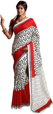 

Shree Vardhman Printed Bollywood Art Silk Saree(Multicolor), Red;off white