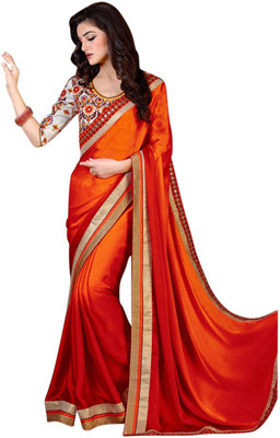 

Brijraj Embroidered Fashion Satin, Georgette Saree(Orange, Red)