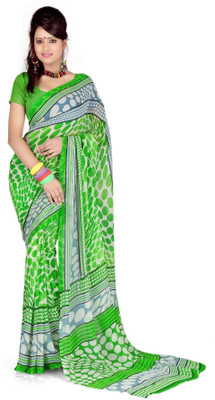 

Cenizas Polka Print Fashion Chiffon Saree(Multicolor), Green