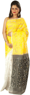 

Rajib's Creation Embroidered Fashion Handloom Silk Saree(Yellow, Black), Black;yellow