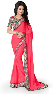 

Indianbeauty Solid, Printed Bollywood Chiffon Saree(Pink)