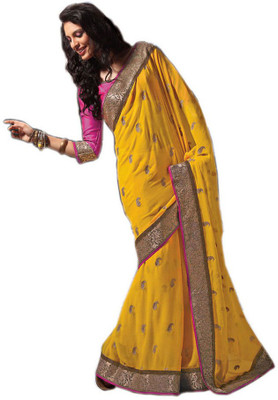 

Party Wear Dresses Printed Fashion Pure Chiffon Saree(Yellow)