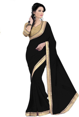 

Gergstore Embroidered Bollywood Georgette Saree(Blue)