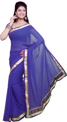 

Ishin Solid Fashion Georgette Saree(Blue)