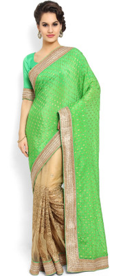 

Soch Embroidered Fashion Net Saree(Beige)