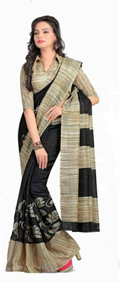

Indian Wear Online Printed Fashion Art Silk Saree(Black)