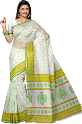 

Shelina Printed Fashion Cotton Saree(White)