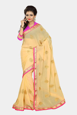 

Chirag Sarees Embroidered Fashion Chiffon Saree(Beige), Chikoo