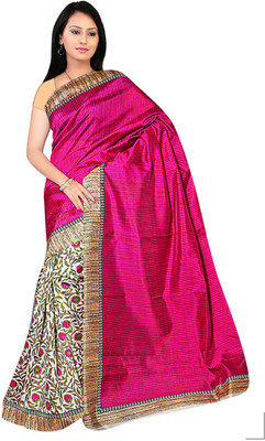 

Lovelylook Printed Daily Wear Art Silk Saree(Pink, White)
