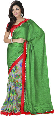 

Saara Floral Print Fashion Jacquard Saree(Green)