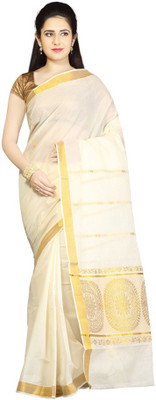 

Fashionkiosks Self Design Balarampuram Handloom Cotton Saree(Multicolor), Cream