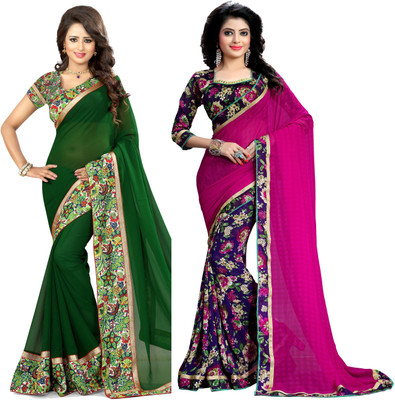 Oomph! Floral Print Fashion Chiffon Saree(Multicolor) Flipkart