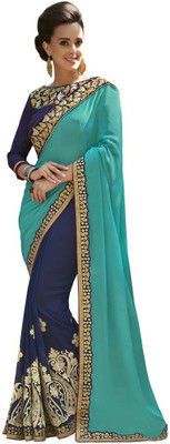 

Desi Butik Embroidered Fashion Chiffon, Georgette Saree(Blue, Blue), Cyan and blue