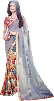 

Jiya Self Design, Printed, Embellished Fashion Georgette Saree(Grey, Multicolor)