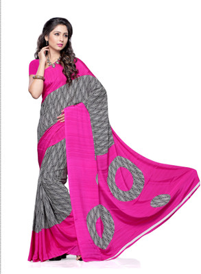 

Hi-Choice Printed Fashion Crepe Saree(Pink)