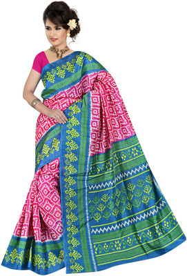 Parisha Printed Daily Wear Art Silk Saree(Pink, Green)