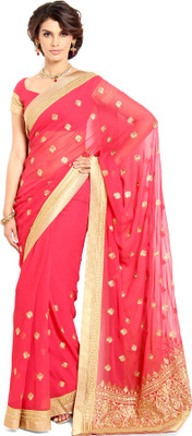 

Soch Embroidered Fashion Chiffon Saree(Red)