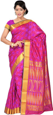 Manthan Printed Daily Wear Art Silk Saree(Purple, Red)