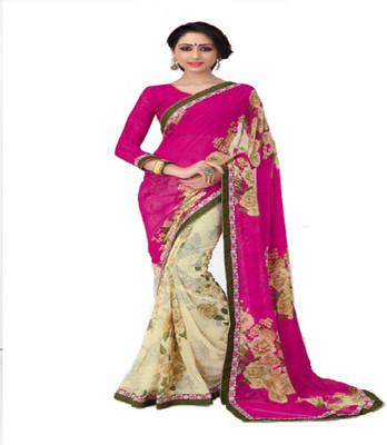 

Dheera Collections Floral Print Fashion Georgette Saree(Pink, Multicolor), Multicolour;pink