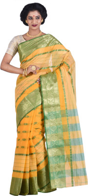

Purabi Woven Tant Handloom Cotton Saree(Yellow)