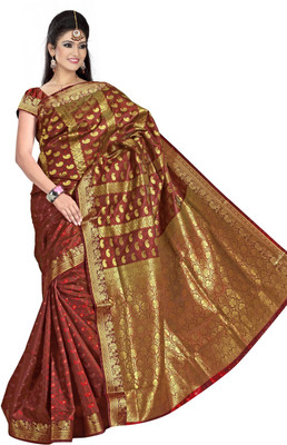 

JagannathSaree Woven Bollywood Silk Saree(Red, Gold), Gold;red