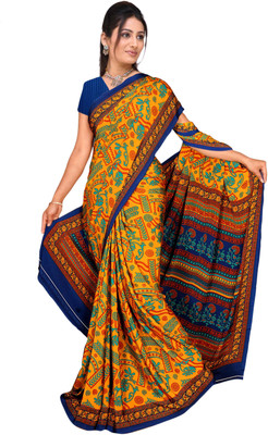 

Vardan Prints Printed Bollywood Crepe Saree(Blue, Brown)