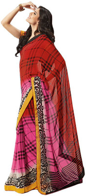 

Indian Wear Online Printed Fashion Pure Chiffon Saree(Red)