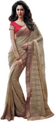 

Vishal Solid Fashion Georgette Saree(Beige)