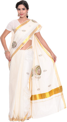 

Darps Self Design Balarampuram Cotton Saree(Multicolor), Cream