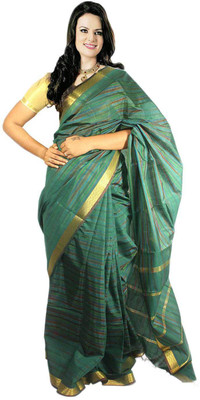 

Javuli Woven Madurai Handloom Silk Cotton Blend Saree(Green)