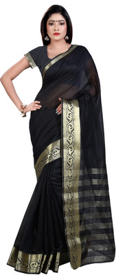 

Weavedeal Solid Banarasi Chanderi Saree(Black)