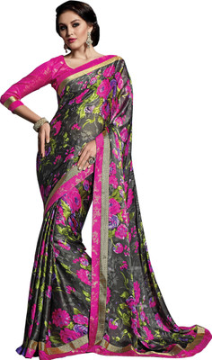

Khoobee Self Design, Printed Fashion Georgette, Satin, Chiffon Saree(Pink, Multicolor), Multicolor;pink