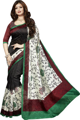 

Ewows Printed Bhagalpuri Silk Saree(Brown)