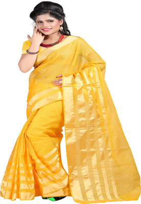 

Ansu Fashion Solid Kota Doria Kota Cotton Saree(Yellow)