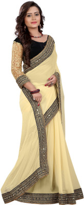 

Chirag Sarees Embellished Fashion Georgette Saree(Beige), Cream