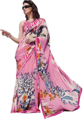 

Indian Wear Online Printed Fashion Pure Chiffon Saree(Multicolor)