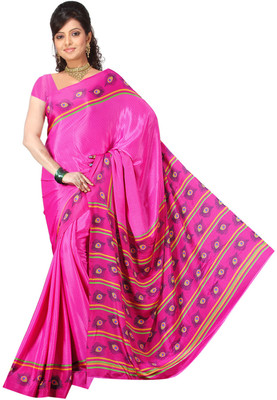 

Jiya Self Design, Printed Fashion Chiffon Saree(Pink)