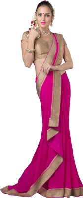 

Khoobee Self Design Fashion Georgette Saree(Purple, Beige), Beige;purple