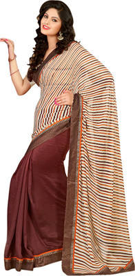 

Saara Printed Fashion Georgette Saree(Brown, White)