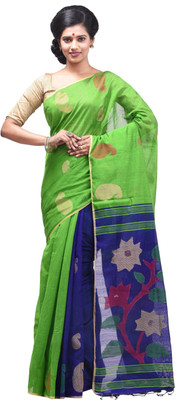 

monidipa Self Design Fashion Cotton Saree(Green)