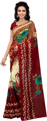 Vardan PRINTS Printed Bollywood Georgette Saree(Maroon)