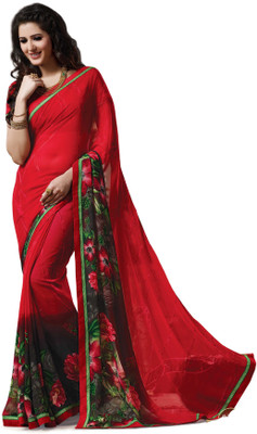 

Indianbeauty Self Design, Printed Bollywood Pure Georgette Saree(Red)