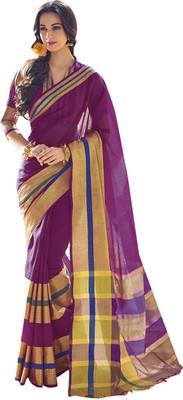 

Ishin Solid Fashion Cotton Saree(Pink), Pink & beige