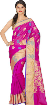 

Chandrakala Printed Banarasi Silk Cotton Blend Saree(Pink)