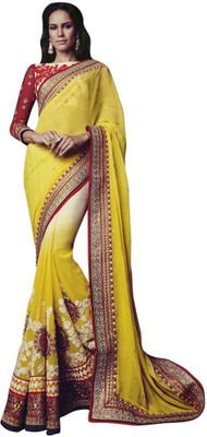 

Saara Floral Print Fashion Georgette Saree(Yellow, White)
