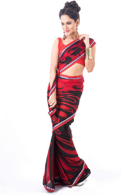 

Cenizas Printed Fashion Chiffon Saree(Red)
