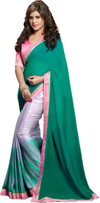

Brijraj Printed Fashion Georgette Saree(Green, Grey)