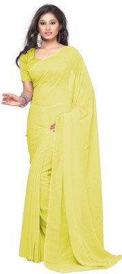 

Surupta Plain Fashion Georgette Saree(Yellow), Light mehendi green